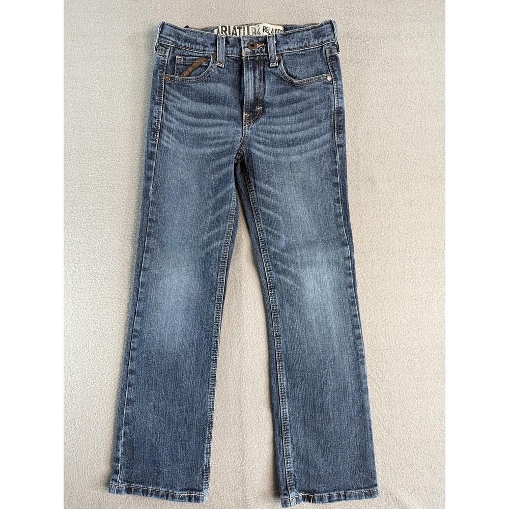 Ariat B4 Jeans Boys 10 Medium Wash Blue Relaxed Bootcut Denim Stretch Casual